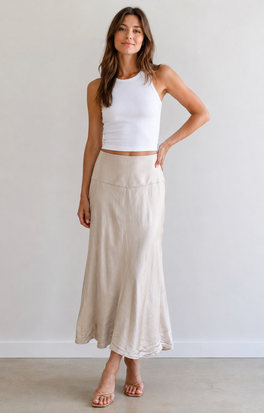Bandolino Linen Rayon Blend Modest Midi Skirt Size 8